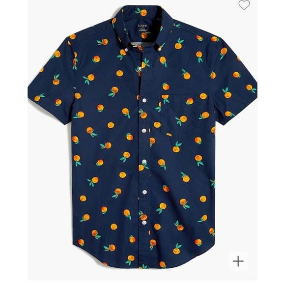 J Crew | Short-Sleeve Slim Orange-Print Flex Casual Shirt - Picture 5 of 7